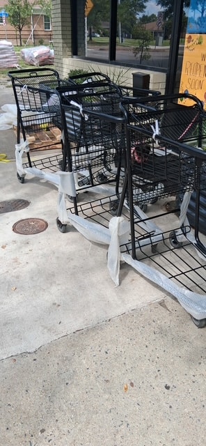 New shopping carts outside the pantry storefront
